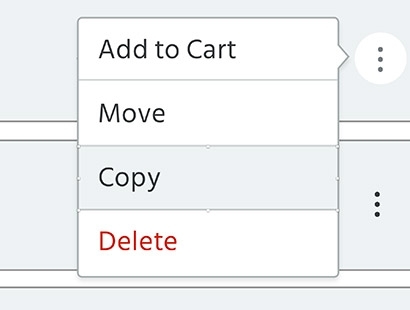 Additional Options menu
